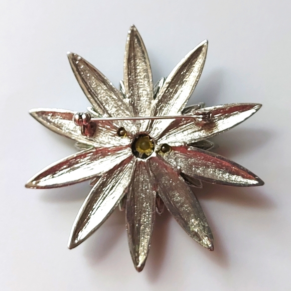 Avalaya Enamel and Rhinestone Flower Brooch, Vintage Enamel Brooch - Picture 3 of 4